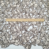 Tissu en dentelle brodé au laser à deux couleurs, motif feuille, de haute qualité, en stock usine, à prix abordable, pour vêtements, échantillon gratuit disponible
