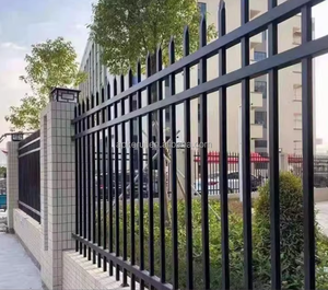 Clôture <span class=keywords><strong>de</strong></span> jardin en acier moderne, clôture à piquets en acier galvanisé noir <span class=keywords><strong>de</strong></span> 8 pieds avec pointe en forme <span class=keywords><strong>de</strong></span> lance, design 3D, sécurité, Australie, modélisation 3D - Product Image 3