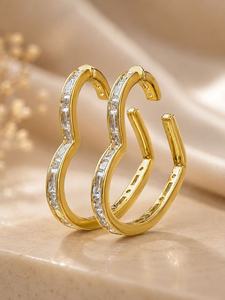 Orecchini a Cerchio Placcati Oro con Cristalli e Strass, Gioielli da Festa per Donne, Stile Trendy - Product Image 3