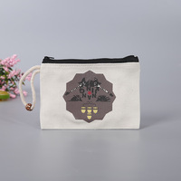 Tas Kantong Ritsleting Makeup Katun Kosong Dompet Perjalanan Wanita Dompet Koin Kecil Sedang Besar Kanvas Sablon Sutra