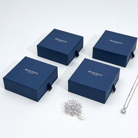 Boîtes à bijoux personnalisées de luxe Boyang, bleues, pour collier, bague, boucles d'oreilles, bracelet, avec logo