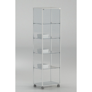 Vitrina con Marco de Aluminio 51x37x180cm, Gabinete de Exhibición de Vidrio Blanco con Estantes Ajustables y Puerta con Cerradura - Product Image 1