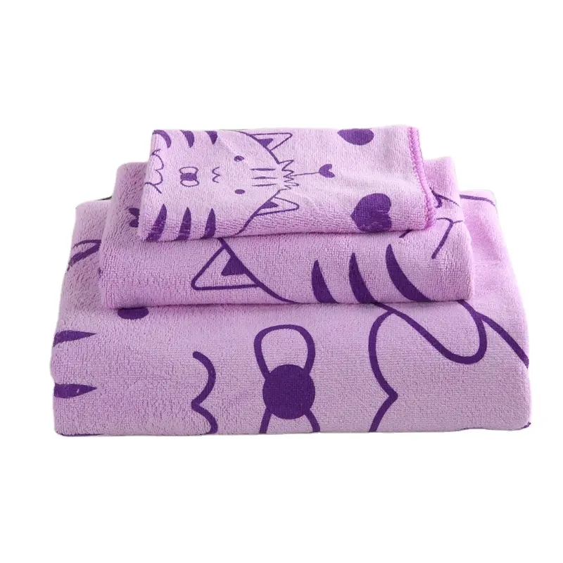 Factory bath towel set Wholesale Customize Large Adult Cartoon Free Plain Rectangle Print Bath Towel Set