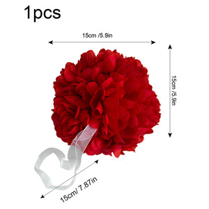 Artificial Chrysanthemum Flower Ball 15cm Red Plastic <b>Wedding</b> Ceiling Decorations Romantic Style Home <b>Props</b> - Product Image 2