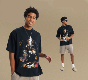 Camisetas Casuales de Verano para Hombre, Cuello Redondo, Impresión Digital, 100% Algodón, Corte Holgado, Tejido de Punto, 200 Gramos, Largo Regular - Product Image 1