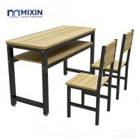 Bureau double en bois pour salle de classe avec deux chaises, hauteur fixe, table d'étude scolaire, mobilier scolaire indien très vendu, bureau 2 places