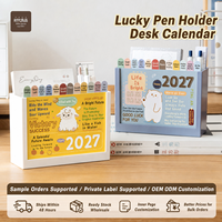 Calendrier de bureau multifonctionnel 2027, boîte de rangement pour papeterie, pages de calendrier remplaçables pour la maison, le bureau et l'espace de travail