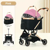 Poussette pour animaux de compagnie, chien, chat, 4 roues, légère, détachable, pliable, chariot électrique à une touche, modèle en métal C106