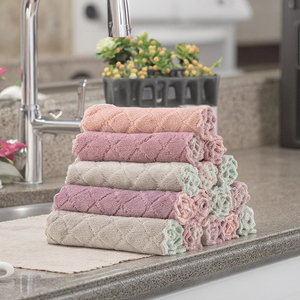Chiffon <span class=keywords><strong>de</strong></span> nettoyage en microfibre polaire corail réutilisable, épaissi, super absorbant, pour cuisine, anti-adhésif, facile à nettoyer, pour vaisselle, très résistant - Product Image 3