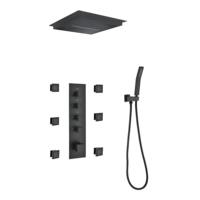 Nouvelles panneaux de douche muraux multifonctions pour salle de bain, mitigeur de douche encastré, tête rectangulaire, double matériau en laiton, doux
