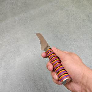 Damasco in acciaio curvo piccolo coltello da cucina affilato rasoio coltelli da cucina abbinamento colorato tessuto in fibra di vetro resina epossidica manico - Product Image 5