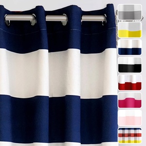 Bindi di lusso blu Navy <span class=keywords><strong>e</strong></span> bianco striscia stampata Privacy armadio tenda per soggiorno - Product Image 4