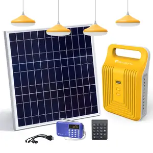 Kit Lengkap Sistem Pencahayaan Surya Kecil Afrika 12V Set Panel Surya Grid Off untuk Digunakan Di Rumah