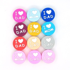 Cuentas de silicona sin BPA para papá, mamá, <span class=keywords><strong>amo</strong></span> a mamá, <span class=keywords><strong>amo</strong></span> a papá - Product Image 2