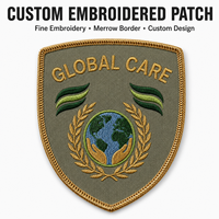 Badge brodé personnalisé OEM avec bordure surjetée, thermocollant, patch brodé haute densité pour vêtements