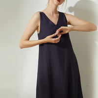 Robes maxi décontractées en lin et coton pour femmes, simples et élégantes, à bretelles spaghetti, sans manches, dos nu, avec lien à nouer dans le dos, robe midi en lin