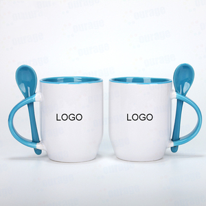 Custom Coffee <b>Mug</b> 11oz Sublimation <b>Ceramic</b> Inner Color <b>Mug</b> with Spoon - Product Image 6
