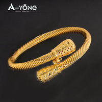 Gelang Spiral Kuningan Trendi Laris Manis Grosir Lapis Emas 18k untuk Wanita, Cocok untuk Dipakai Sehari-hari