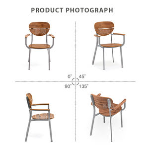 Chaise de salle à manger en plastique et bois empilable en aluminium nordique d'extérieur bon marché (E7308) - Product Image 2
