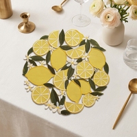 Meilleures ventes : Sets de table ronds en tissu de coton pour la décoration de table, style campagne française, avec sous-verre en dentelle brodée
