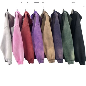 Sudadera con capucha de cuello redondo de gran tamaño Vintage para hombre, estilo europeo americano High Street, sudaderas con capucha sólidas de algodón 100% para hombre - Product Image 3