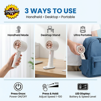Ventilateur portable sans pales LX8868 pour camping et maison, réglage 100 niveaux, rechargeable USB (1200 mAh), faible bruit, extérieur