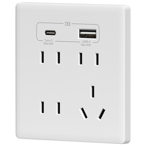 International Electric 86 Type Wall <b>Socket</b> 5 Hole <b>USB</b> Type <b>C</b> 20W Fast Charging With <b>USB</b> A Port For Mobile Devices - Product Image 1
