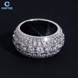 Anillo de cóctel de lujo para mujer de plata 925 con moissanita, corte brillante redondo, engaste pavé, anillo de boda, precio de fábrica - Product Image 2