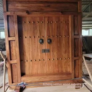 <span class=keywords><strong>Porte</strong></span> d'entrée de villa de style chinois en olivier ancien, <span class=keywords><strong>double</strong></span> <span class=keywords><strong>battant</strong></span>, panneau plat, en bois massif, vintage - Product Image 3
