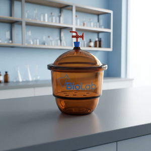 Set de Desecador al Vacío de Vidrio Ámbar con Tapa y Plato de Porcelana, Botella de Fermentación de Vidrio Borosilicato, Garrafa de Vidrio Ámbar con Válvula de Retención de Aire - Product Image 1