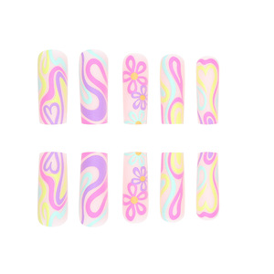 Di alta qualità nail press ons acrilico punta francese premere sulle unghie kit di applicazione premere sulle unghie ragazze nere - Product Image 6