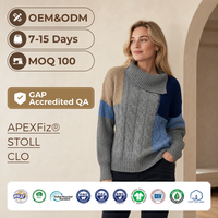 Pull en tricot personnalisé pour femme, style Old Money, automne, motif jacquard torsadé sur le devant, style preppy, en laine et viscose, col irrégulier