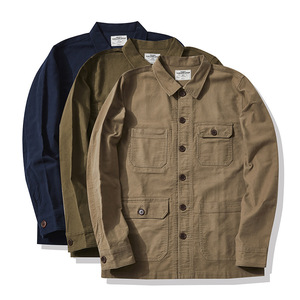 Veste de travail vintage à texture peau de taupe, vêtement de travail, veste de <span class=keywords><strong>charpentier</strong></span> décontractée de couleur unie - Product Image 3