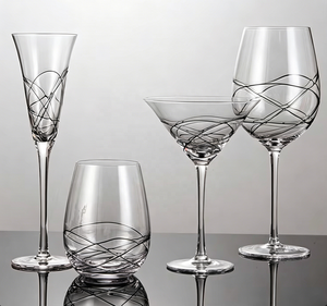 Copa de Vino de Cristal Grabada con Líneas Negras OEM, Copa de Primera Calidad sin Plomo para Uso Doméstico y Comercial - Product Image 4