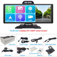 Écran portable sans fil CarPlay de 10,26 pouces, écran tactile IPS 4K, GPS, Android Auto, enregistreur de conduite (DVR), WIFI, FM, BT 5.2, multimédia, 1 an