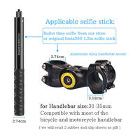 Aluminium Unsichtbarer Selfie-Stick Action-Kamera Motorrad/Fahrrad Lenkerhalterung für Insta360 Ace Pro3 X6 X5 X4 GoPro
