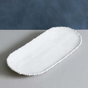 จานรูปไข่เมลามีนถาดพลาสติกสีขาวแข็งแรง - Product Image 1