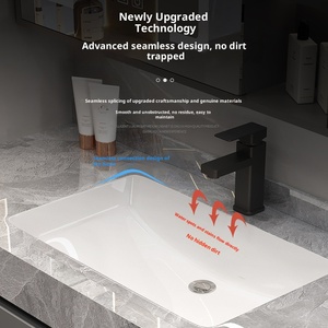 Legno integrato LED specchio di lusso moderno <span class=keywords><strong>bagno</strong></span> mobile e lavabo in ceramica Set <span class=keywords><strong>per</strong></span> Villa - Product Image 5