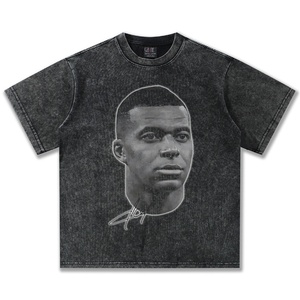 Nouveau T-shirt 2026 Mbappé style américain vintage 100 % coton coupe ample col rond motif ours manches courtes respirant impression par transfert thermique - Product Image 4