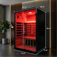 Ruang Sauna Inframerah Jauh Dalam Ruangan Pengiriman Cepat 7-10 Hari, Terapi Uap Kering dan Terapi Cahaya Merah, Dilengkapi Lampu