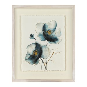 Arte de <span class=keywords><strong>acuarela</strong></span> floral azul <span class=keywords><strong>pintado</strong></span> a mano en marco de madera blanco pinturas de <span class=keywords><strong>paisaje</strong></span> enmarcadas <span class=keywords><strong>con</strong></span> flor decorativa floral - Product Image 3