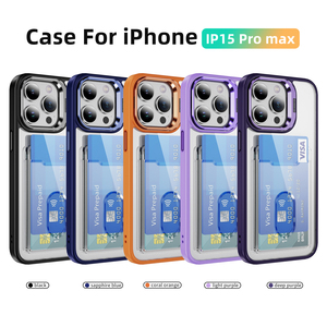 Custodia per telefono cellulare trasparente per <span class=keywords><strong>iPhone</strong></span> <span class=keywords><strong>14</strong></span> pro max Bulit-in supporto per <span class=keywords><strong>fotocamera</strong></span> <span class=keywords><strong>Cover</strong></span> del telefono con Slot per scheda per <span class=keywords><strong>iPhone</strong></span> 15 pro max - Product Image 6