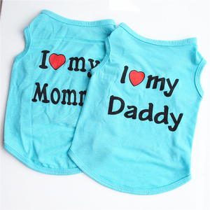 C104 Pet Clothes Casual Puppy Dog Cat Clothing I Love Mommy Daddy Print Cat Vest Coat 100% Cotton <b>Christmas</b> Portable - Product Image 3