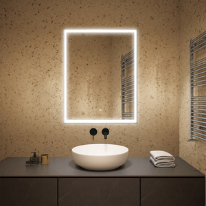 Miroir de salle de bain de luxe pour hôtel, moderne, personnalisé, avec rétroéclairage LED, anti-buée, sans cadre, éclairé, pour appartement et villa, avec design graphique - Product Image 1