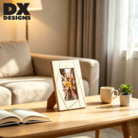 Bingkai Foto Kayu DX Designs dengan Inlay Geometris Emas 4x6 5x7 8x10 Inch, Dekorasi Rumah, Pernikahan, Pajangan Seni, Hadiah, Kamar Tidur, Kantor