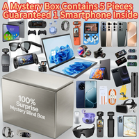 Boîte mystère technologique garantie avec smartphone inclus, 5 pièces, avec téléphone 5G, lunettes intelligentes, tracker d'activité, pistolet de massage, aléatoire