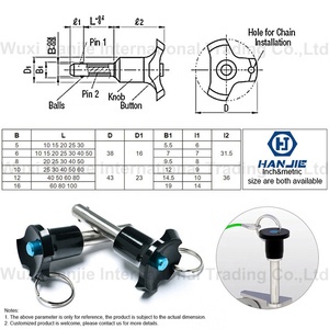 18-8 thép không gỉ inch Kích thước không thường xuyên loại ba Thùy xử lý <span class=keywords><strong>push</strong></span> <span class=keywords><strong>button</strong></span> nhanh chóng phát hành hai bóng Khóa Pin - Product Image 4