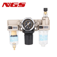 NGS Aluminium AC2000-02 1/4 AC4000-04 1/2 06 AC5000-10 Filtre Régulateur Lubrificateur Pneumatique Combiné FRL 3kg