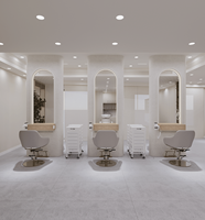 Station de manucure tout-en-un, solution clé en main, design moderne et minimaliste blanc avec poste de lavage et comptoir d'accueil.