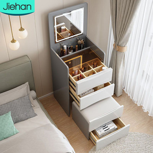 Tocador blanco nórdico dormitorio espejo plegable peluquería maquillaje vanidades espejo tocador con luz - Product Image 4